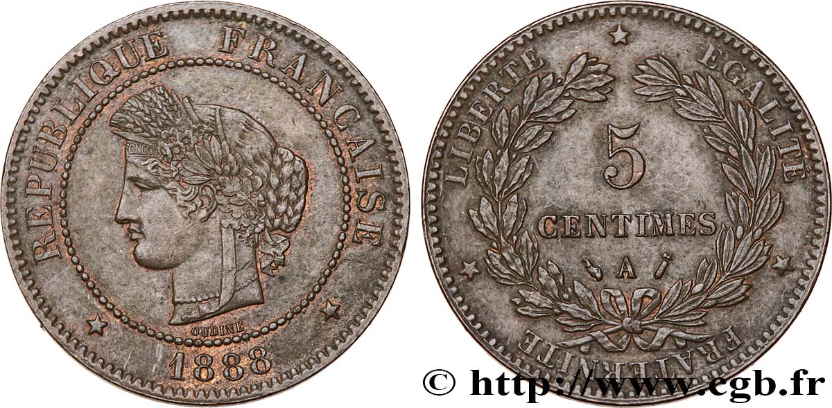 5 centimes Cérès 1888 Paris F.118/30 BB50 