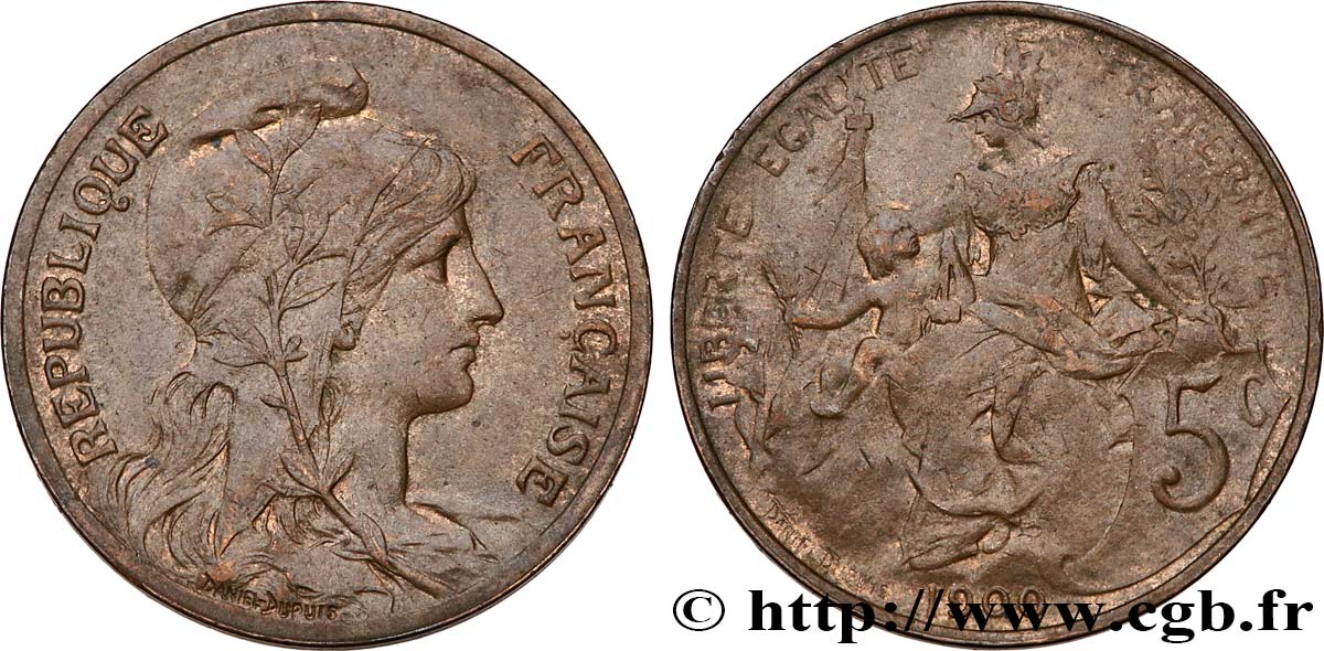 5 centimes Daniel-Dupuis 1900  F.119/9 XF45 
