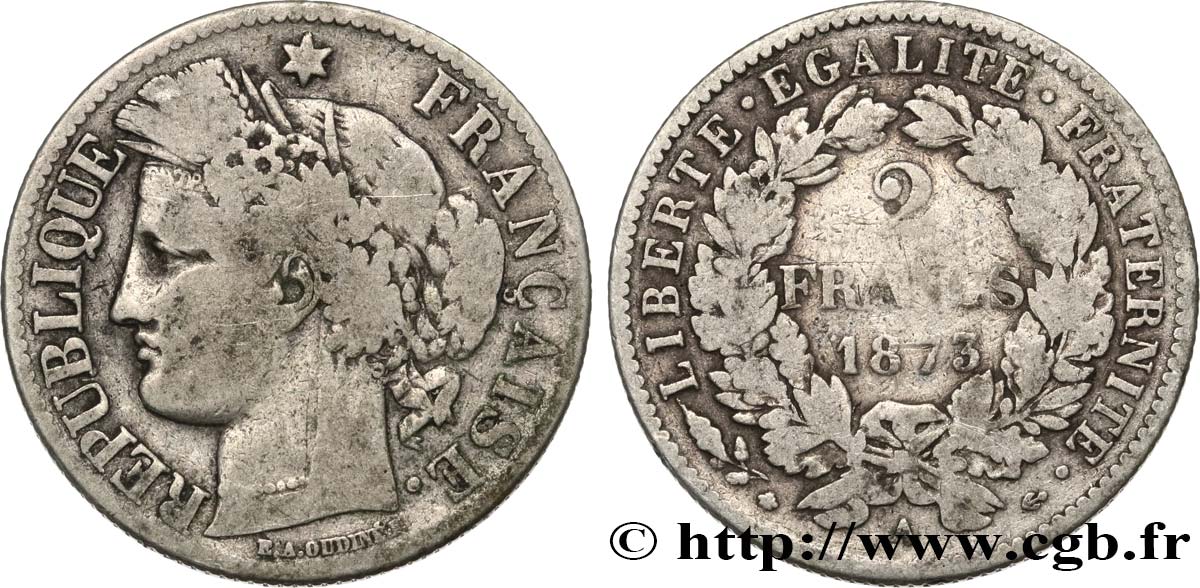 2 francs Cérès, avec légende 1873 Paris F.265/10 S25 