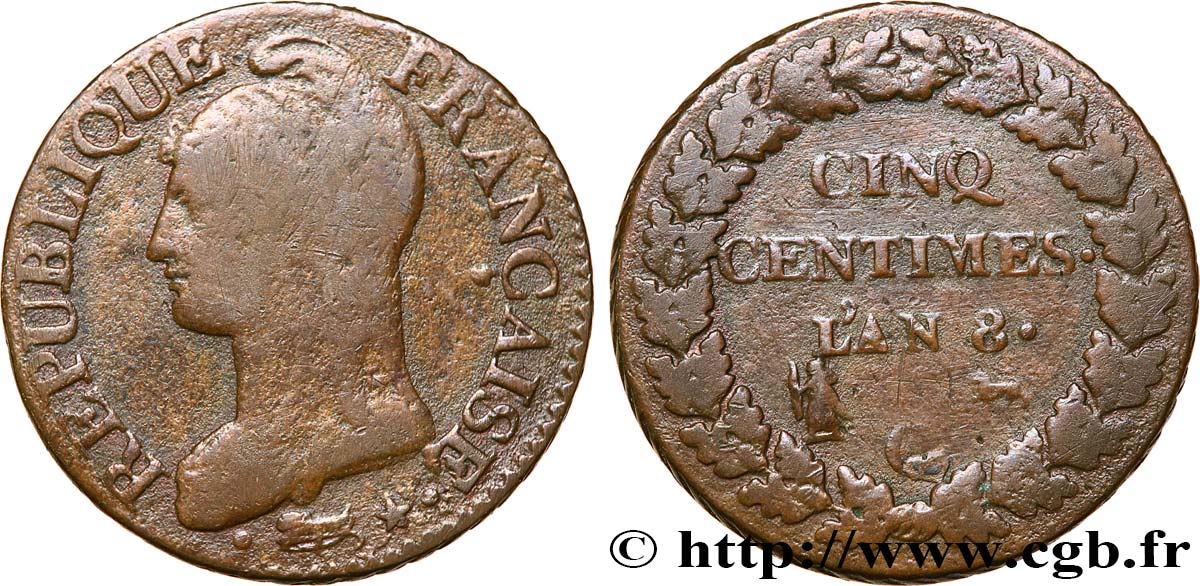 Cinq centimes Dupré, grand module 1800 Genève F.115/126 F15 