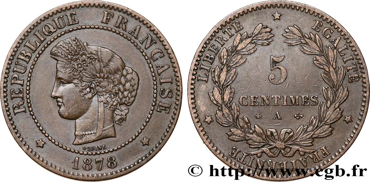 5 centimes Cérès 1878 Paris F.118/17 BB40 