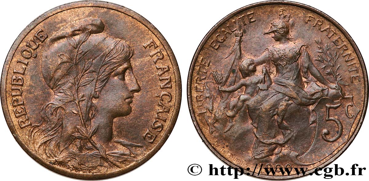 5 centimes Daniel-Dupuis 1900  F.119/9 AU58 