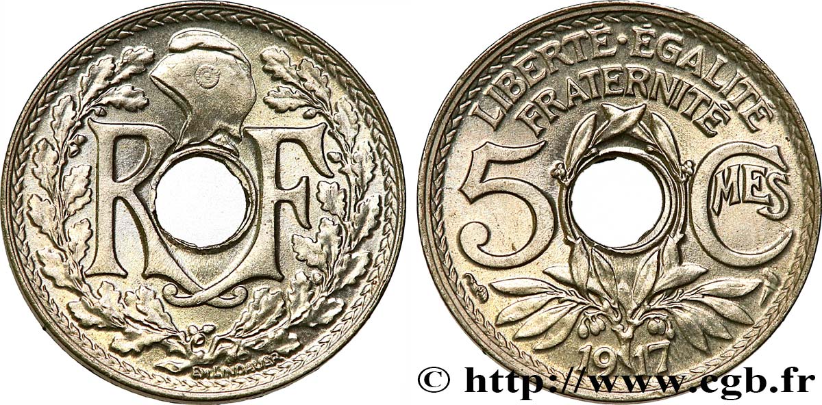 5 centimes Lindauer, grand module 1917 Paris F.121/1 EBC62 