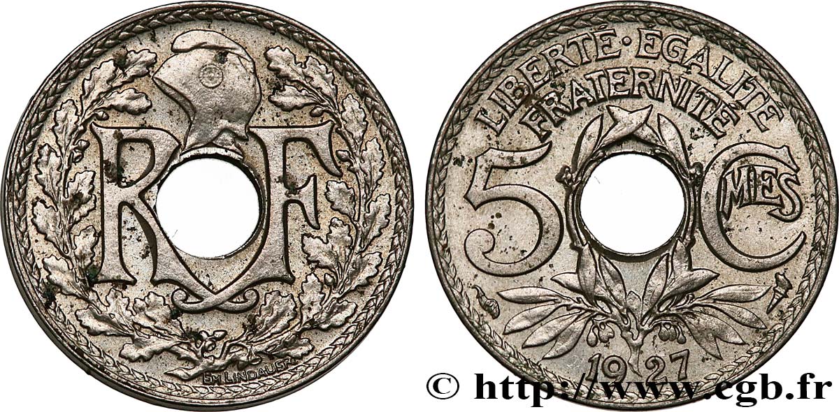 5 centimes Lindauer, petit module 1927  F.122/12 SUP 