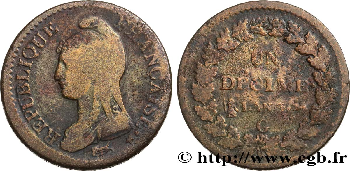 Un décime Dupré, grand module 1801 Genève F.129/75 BC 