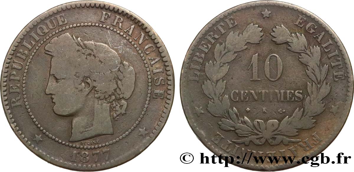 10 centimes Cérès 1877 Bordeaux F.135/19 VG10 
