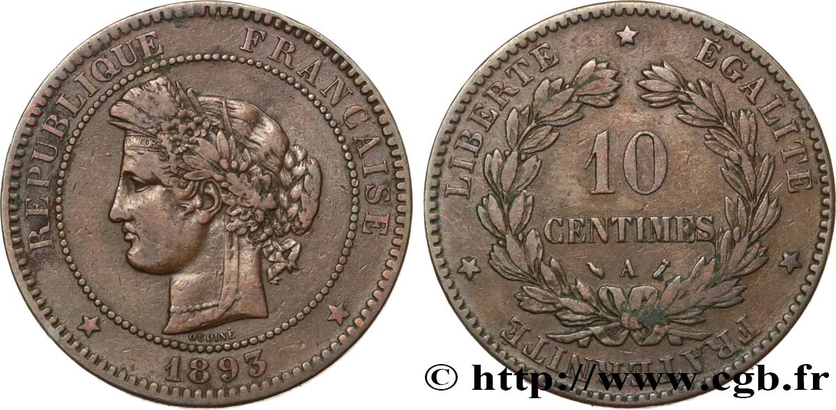 10 centimes Cérès 1893 Paris F.135/38 TB30 