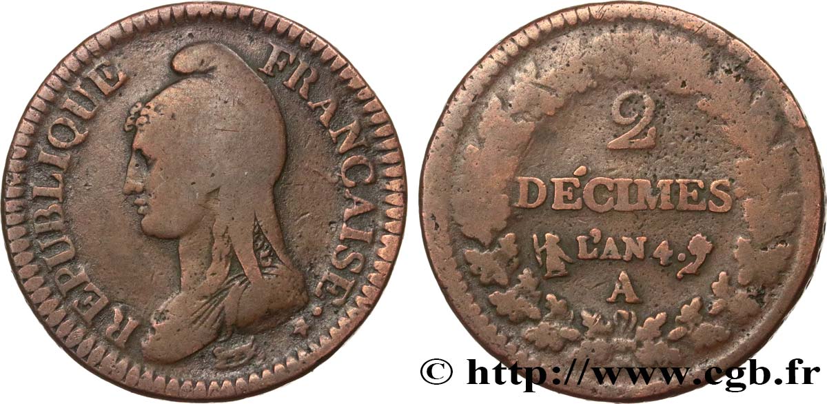 2 décimes Dupré 1796 Paris F.145/1 MB15 