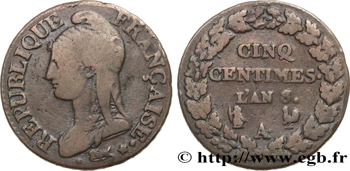 Cinq centimes Dupré, grand module 1800 Paris F.115/93 BC30 