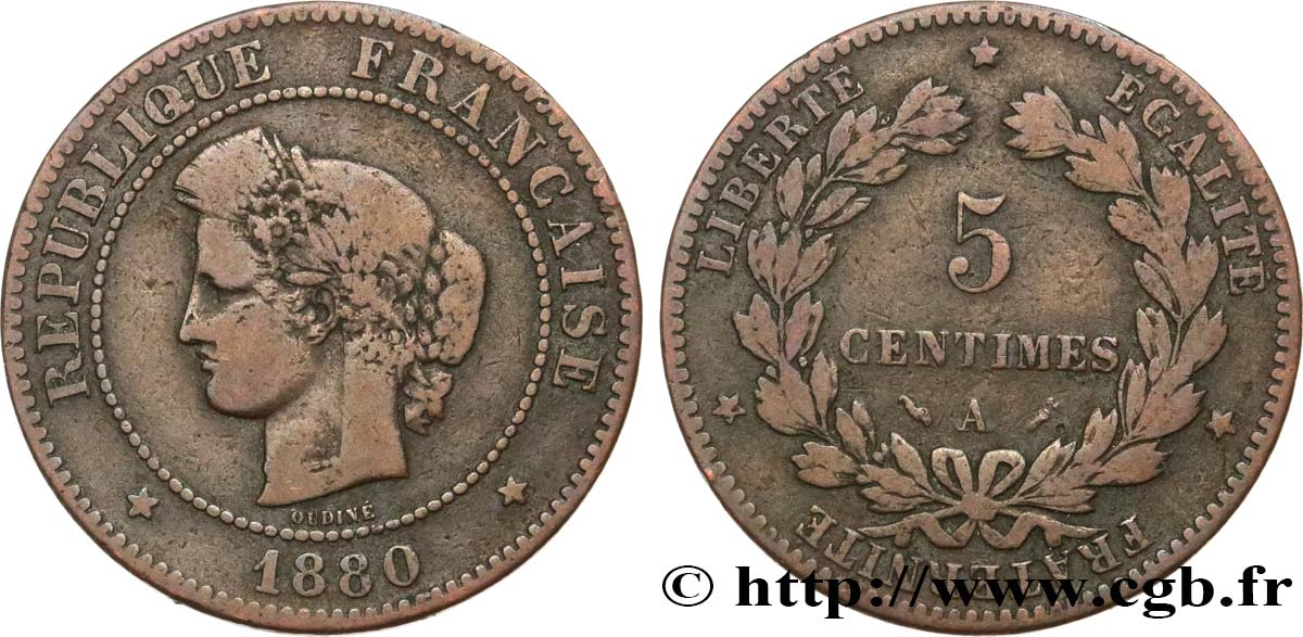 5 centimes Cérès 1880 Paris F.118/21 BC15 