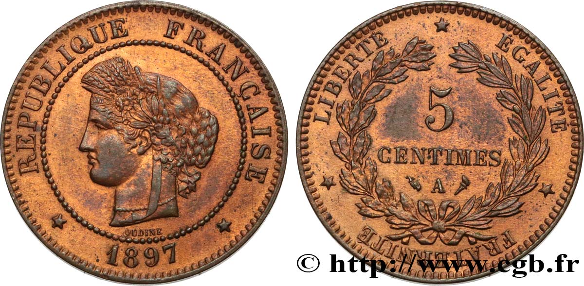5 centimes Cérès 1897 Paris F.118/39 EBC55 