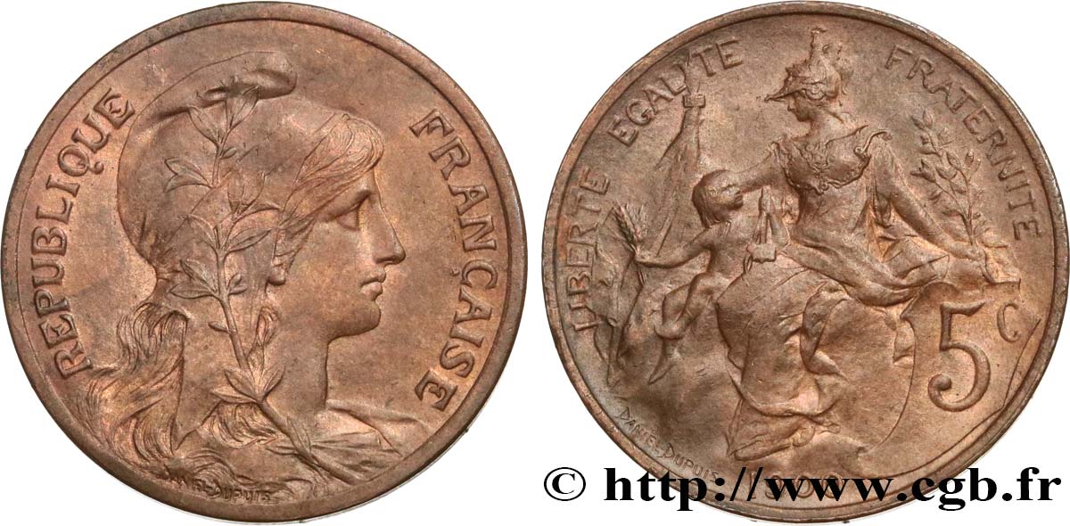 5 centimes Daniel-Dupuis 1900  F.119/9 AU58 