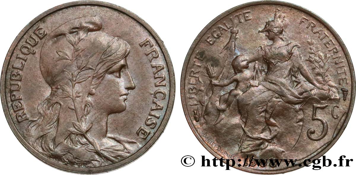 5 centimes Daniel-Dupuis 1908  F.119/19 TTB+ 