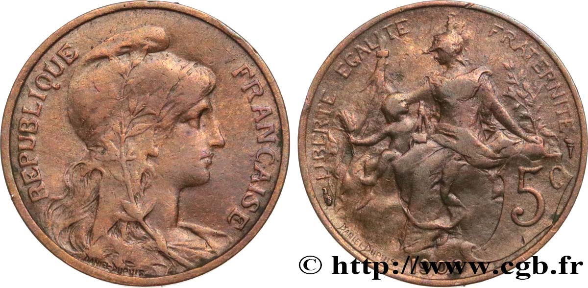 5 centimes Daniel-Dupuis 1908  F.119/19 BC 