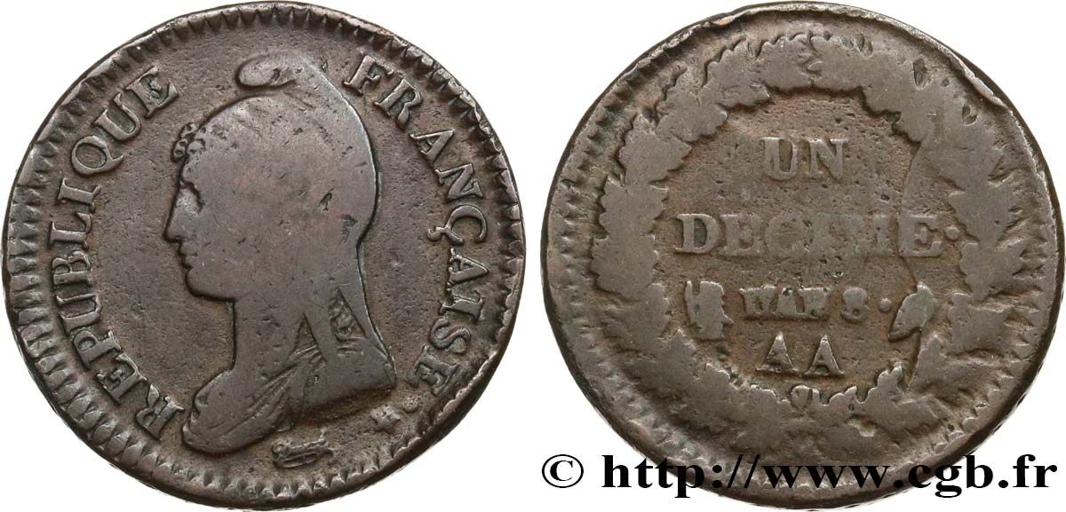 Un décime Dupré, grand module 1800 Metz F.129/54 B12 