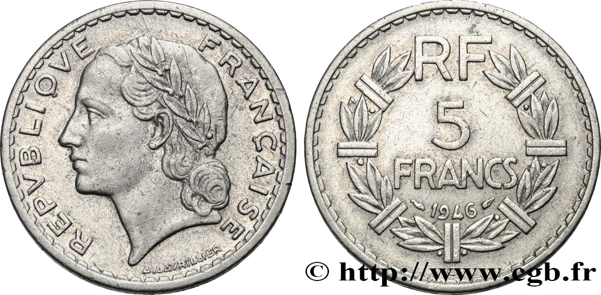 5 francs Lavrillier en aluminium 1946 Castelsarrasin F.339/8 TB+ 