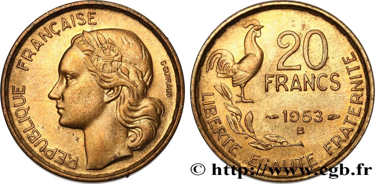 20 francs G. Guiraud 1953 Beaumont-Le-Roger F.402/12 EBC62 