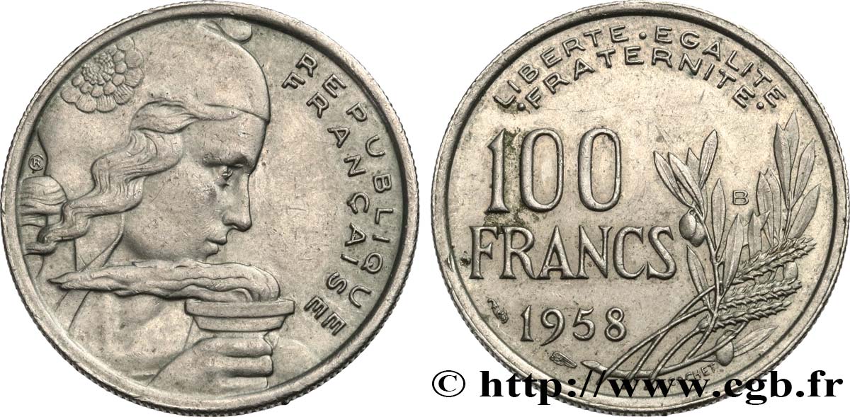 100 francs Cochet 1958 Beaumont-Le-Roger F.450/14 AU50 