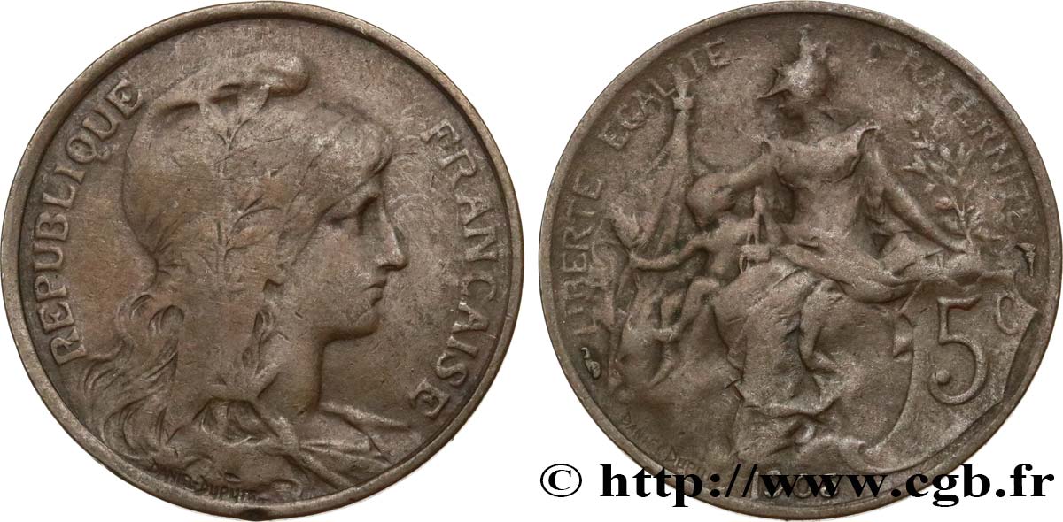 5 centimes Daniel-Dupuis 1905  F.119/15 VF20 