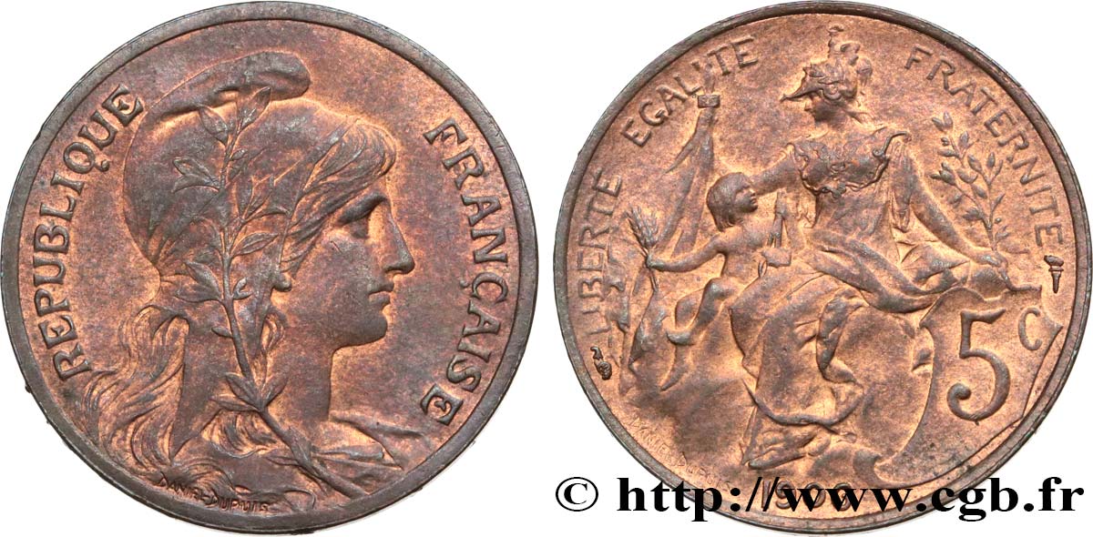 5 centimes Daniel-Dupuis 1906  F.119/16 TTB45 