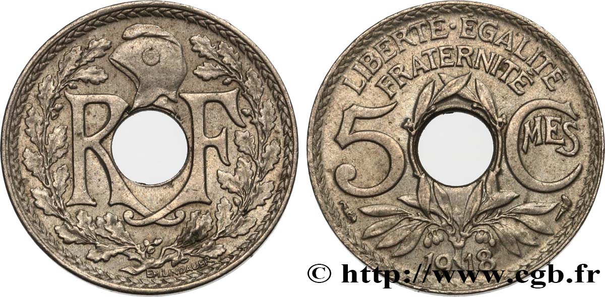 5 centimes Lindauer, grand module 1918 Paris F.121/2 TTB50 