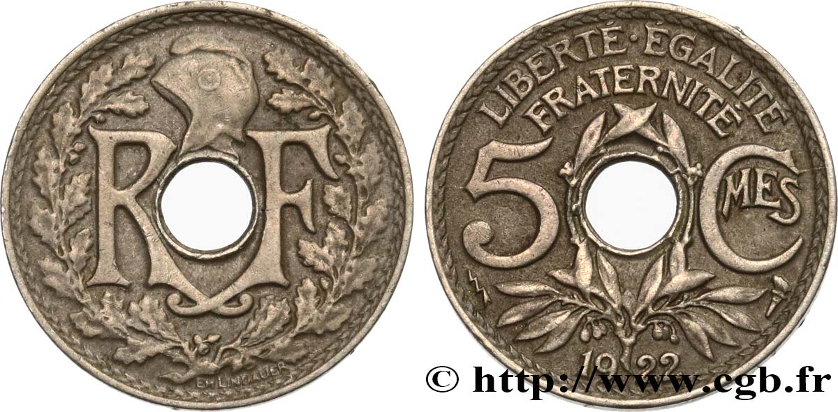 5 centimes Lindauer, petit module 1922 Poissy F.122/5 MBC40 