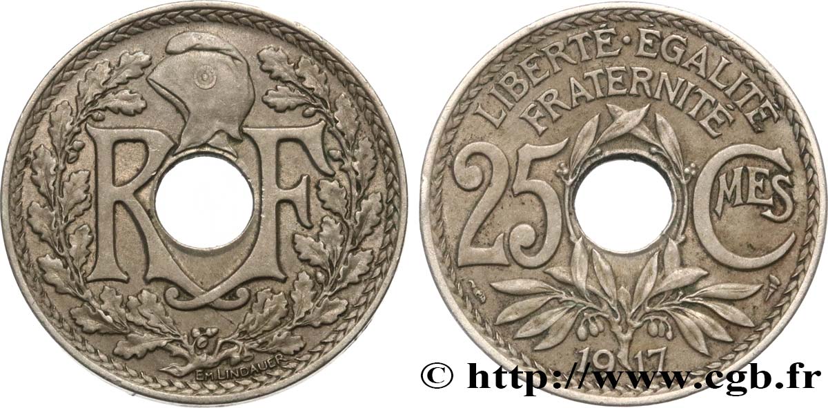 25 centimes Lindauer 1917  F.171/1 TTB45 