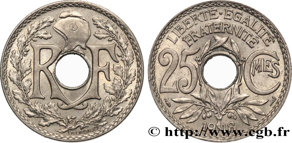 25 centimes Lindauer 1918  F.171/2 AU53 