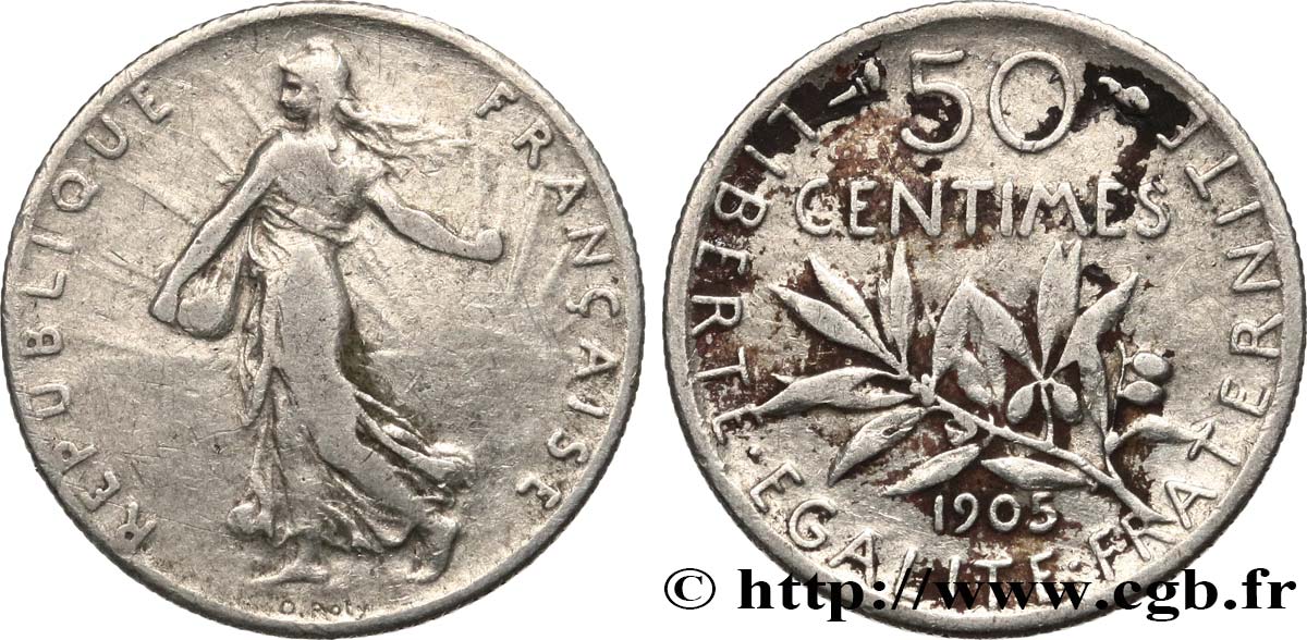 50 centimes Semeuse 1905 Paris F.190/12 BC 