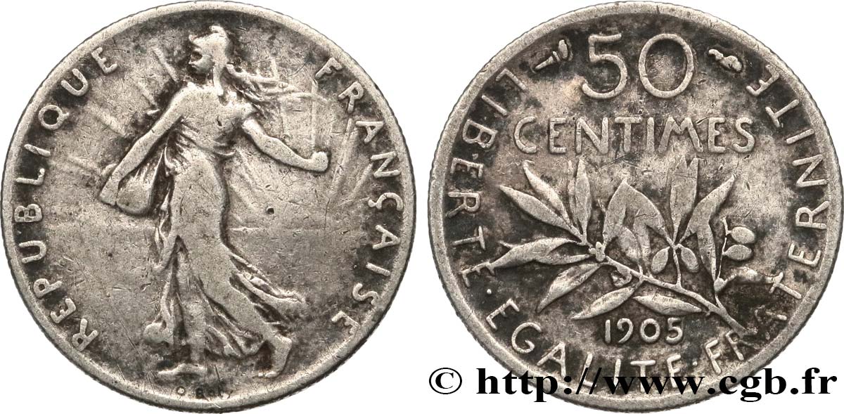 50 centimes Semeuse 1905 Paris F.190/12 BC20 