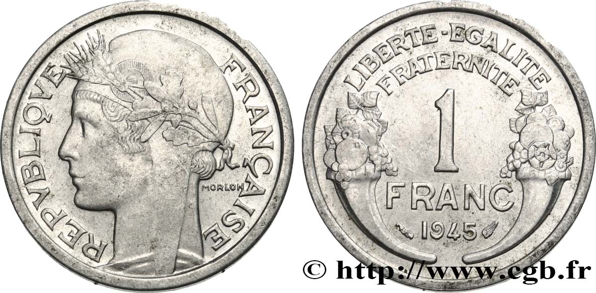 1 franc Morlon, légère 1945  F.221/6 EBC55 