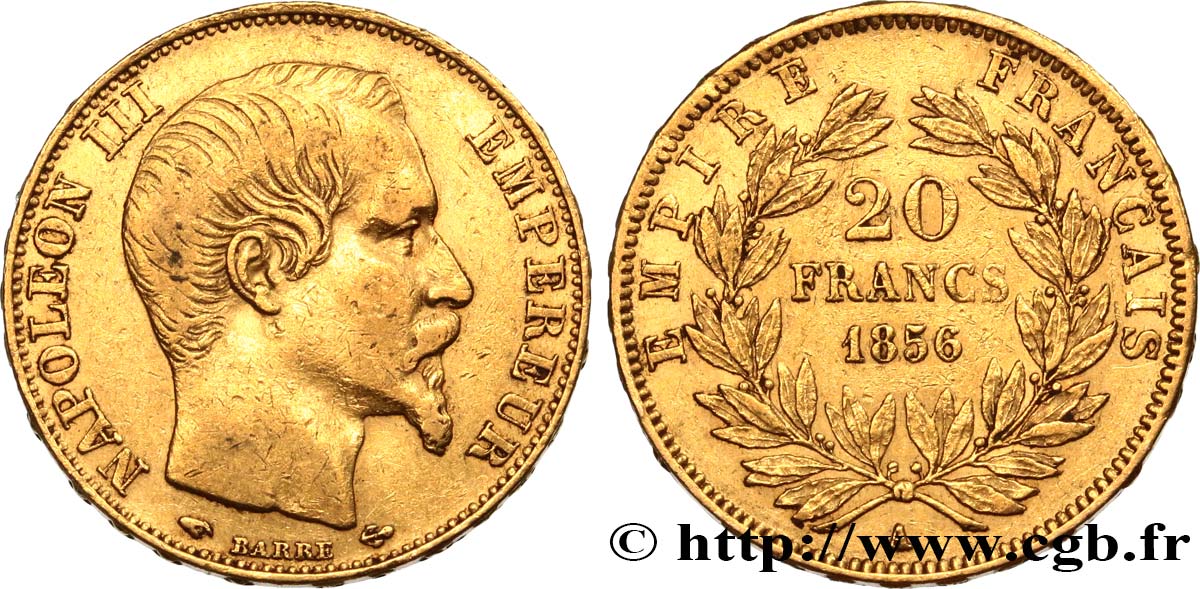 20 francs or Napoléon III, tête nue 1856 Paris F.531/9 TTB40 