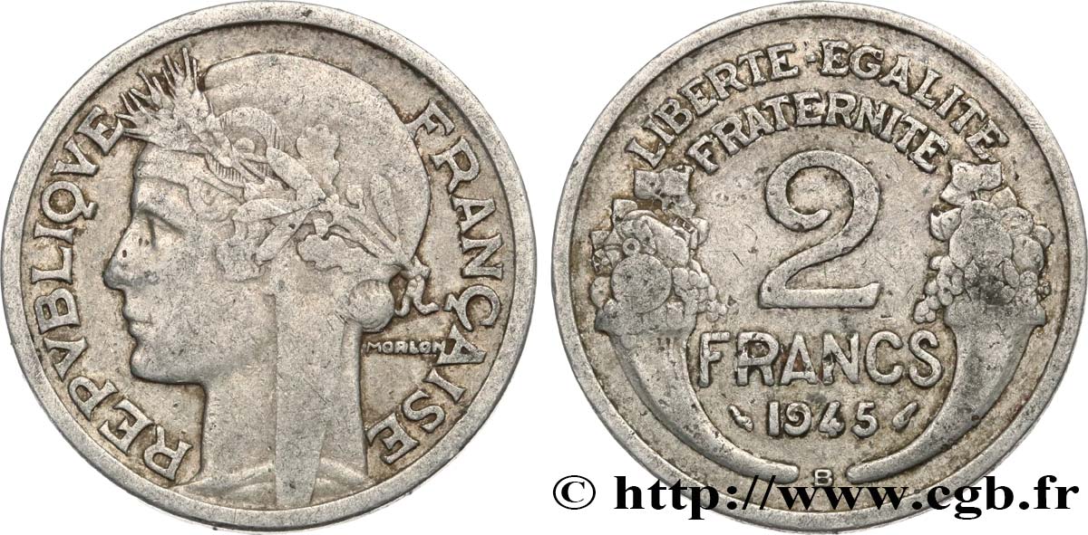 2 francs Morlon, aluminium 1945 Beaumont-Le-Roger F.269/6 TB25 