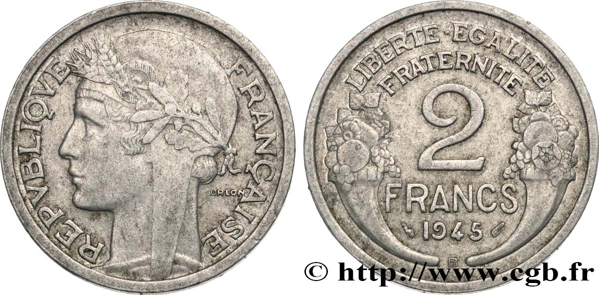 2 francs Morlon, aluminium 1945 Beaumont-Le-Roger F.269/6 BC30 