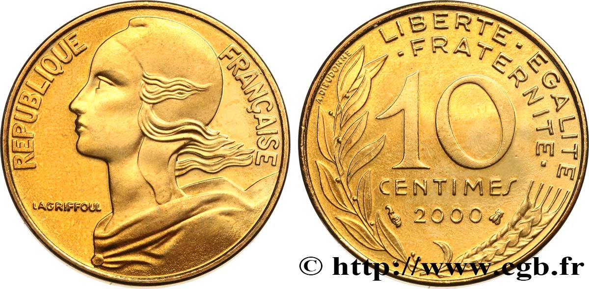 10 centimes Marianne, BE (Belle Epreuve) 2000 Pessac F.144/44 SC 