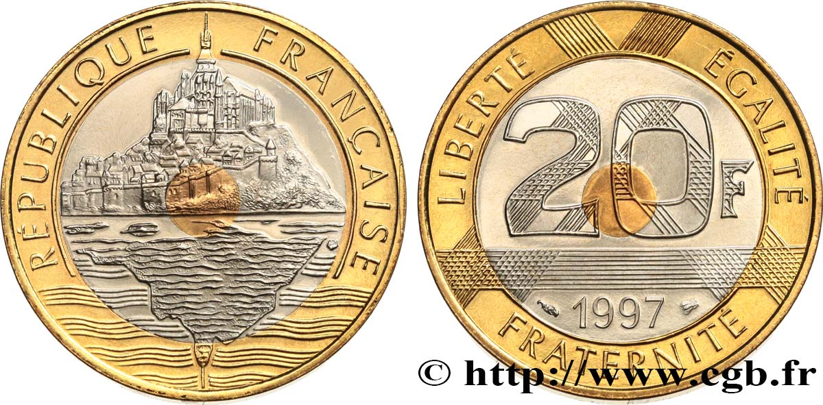 20 francs Mont Saint-Michel, BE (Belle Épreuve) 1997 Pessac F.403/13 var. MS 