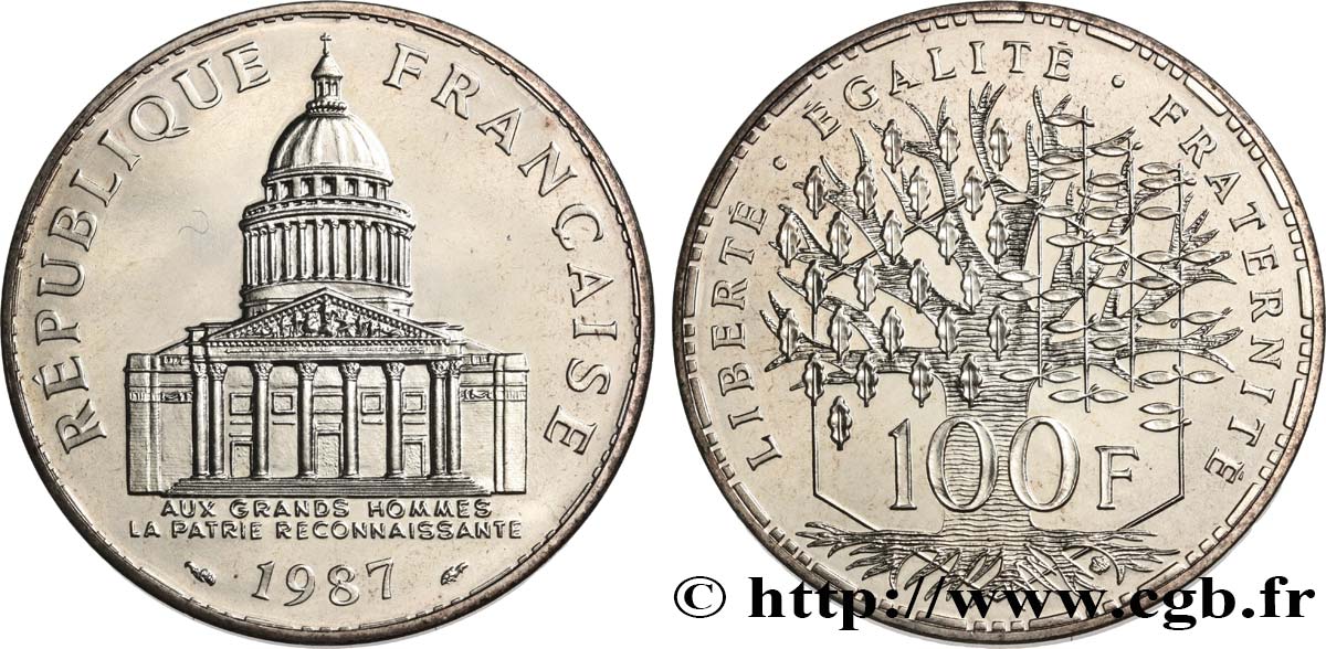 100 francs Panthéon, Brillant Universel 1987  F.451/7 FDC 