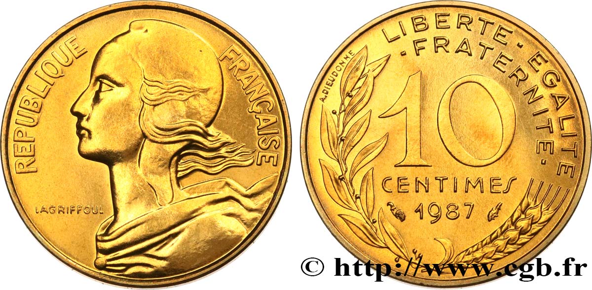 10 centimes Marianne, Brillant Universel 1987 Pessac F.144/27 MS 