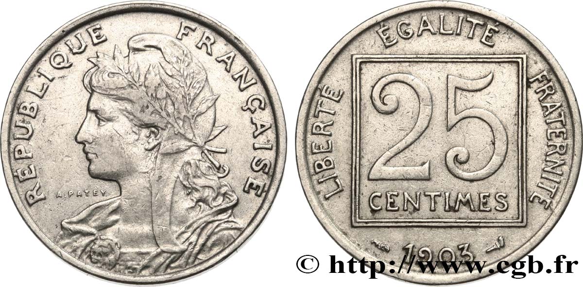 25 centimes Patey, 1er type 1903  F.168/3 TB35 