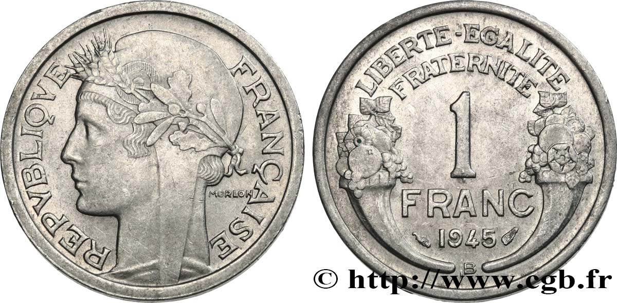1 franc Morlon, légère 1945 Beaumont-Le-Roger F.221/7 fVZ 