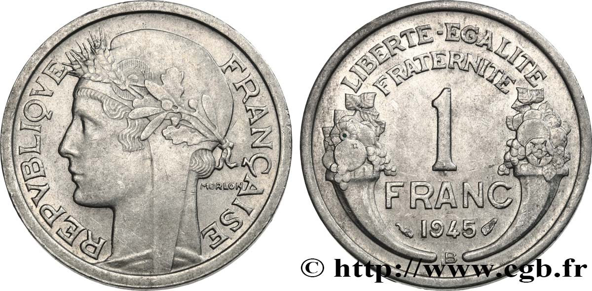 1 franc Morlon, légère 1945 Beaumont-Le-Roger F.221/7 TTB+ 
