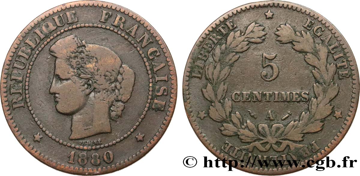 5 centimes Cérès 1880 Paris F.118/21 SGE10 
