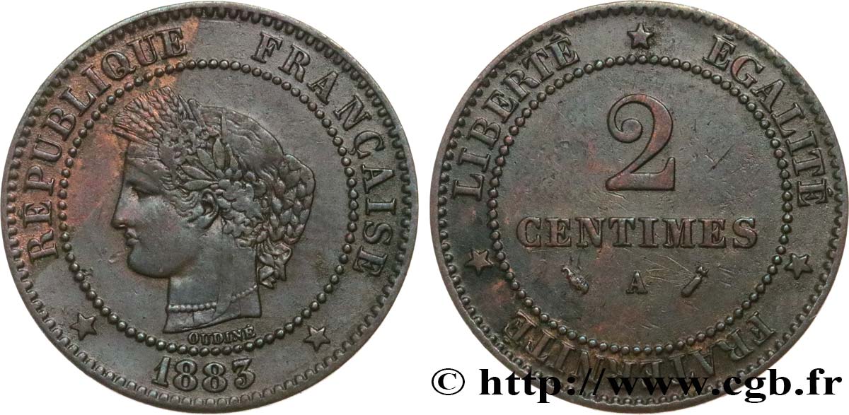 2 centimes Cérès 1883 Paris F.109/8 TB35 