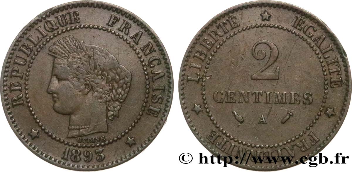 2 centimes Cérès 1893 Paris F.109/19 BC30 