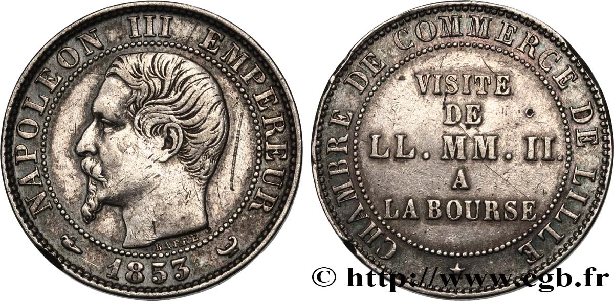 Module cinq centimes argent, visite impériale à Lille les 23 et 24 septembre 1853 Lille VG.3368  TTB+ 