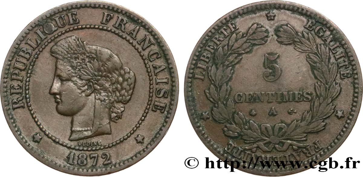 5 centimes Cérès 1872 Paris F.118/4 S30 