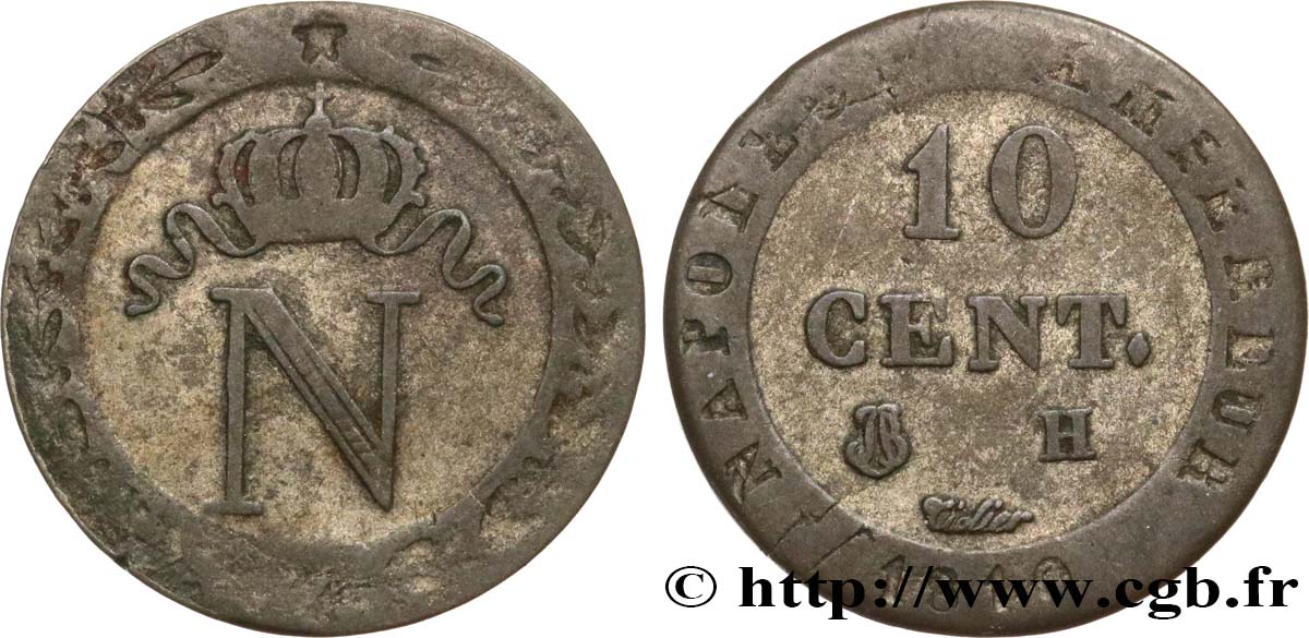 10 cent. à l N couronnée 1810 La Rochelle F.130/21 BC30 