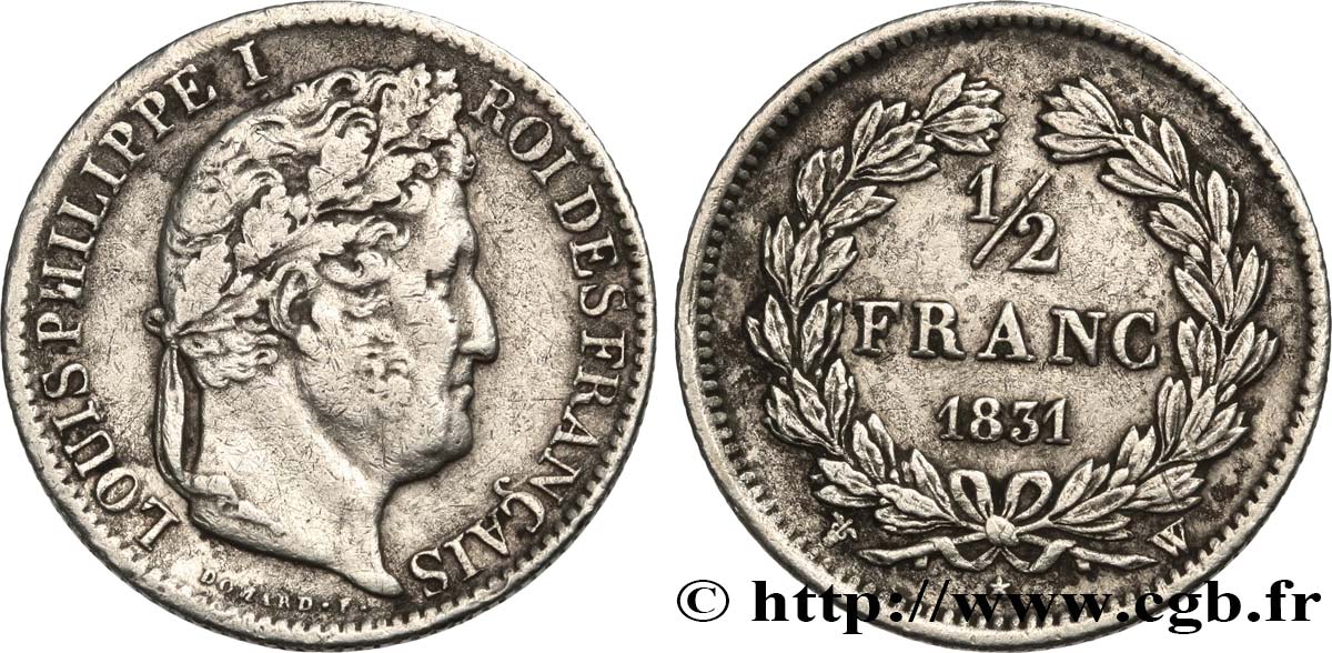 1/2 franc Louis-Philippe 1831 Lille F.182/13 VF35 
