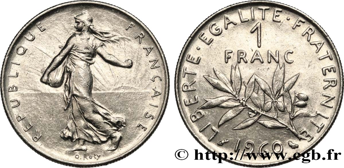 Pièce De 1 Franc Semeuse 1960 - Petit "0" - Qualité SPL (presque Splendide) - Nickel