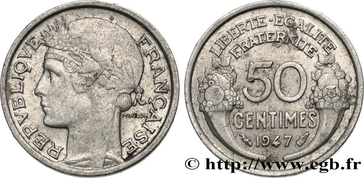 50 centimes Morlon, légère 1947 Beaumont-le-Roger F.194/11 TTB45 